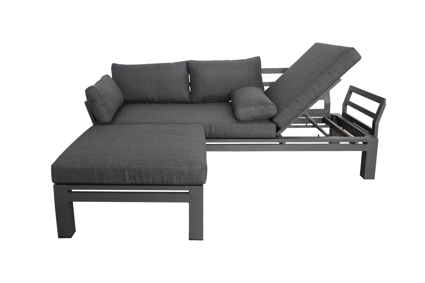 CIEUX Sectional Bordeaux Outdoor Patio Aluminum Metal Reversible Sectional with Adjustable Seat in Grey