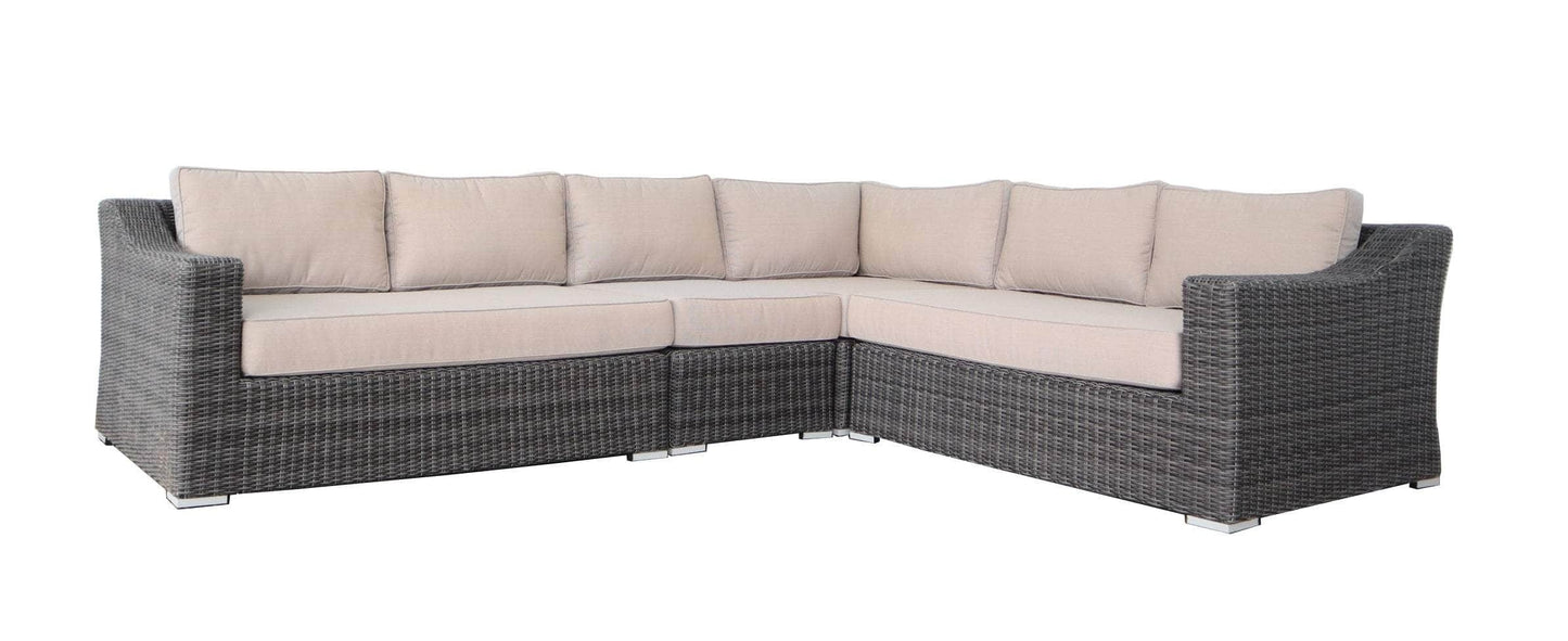 CIEUX Sectional Marseille Outdoor Patio Wicker Rattan Modular L-Shaped Sectional Sofa in Brown