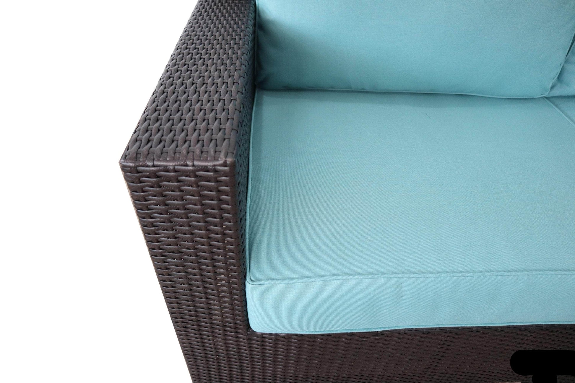 CIEUX Sectional Provence Outdoor Patio Wicker Rattan Modular L-Shaped Sectional Sofa in Blue