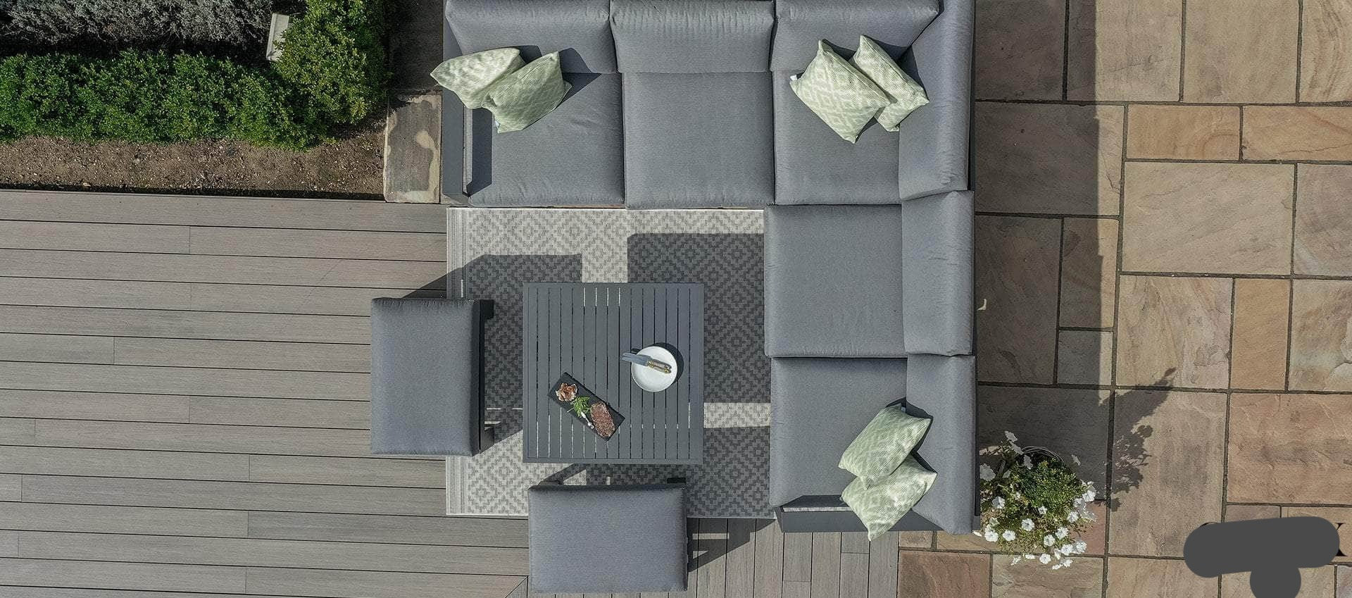 CIEUX Sectional Versailles Outdoor Patio Aluminum Metal Corner Sectional Sofa Set with 2 Ottomans and Coffee Table in Grey