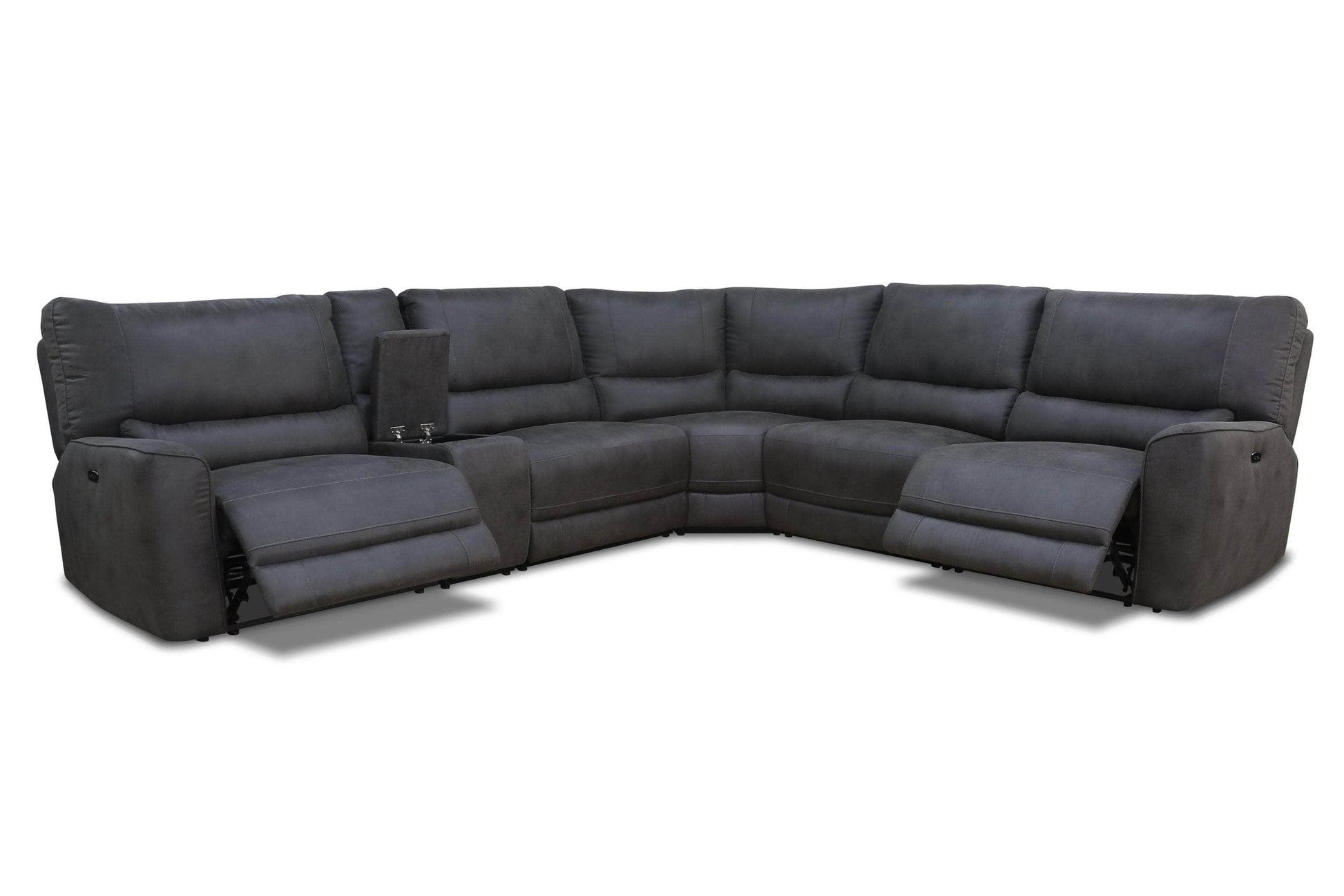 Levoluxe Sectional Atlas Corner Sectional Sofa with Console and Power Recliners in Kori Piompo Fabric