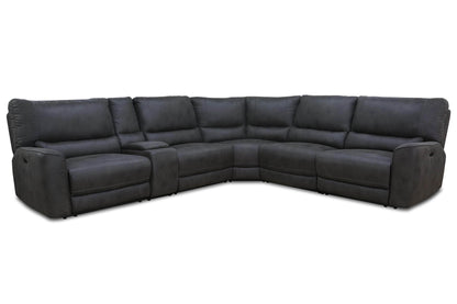 Levoluxe Sectional Atlas Corner Sectional Sofa with Console and Power Recliners in Kori Piompo Fabric