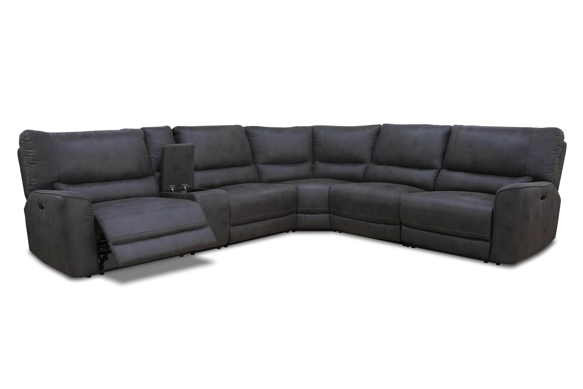 Levoluxe Sectional Atlas Corner Sectional Sofa with Console and Power Recliners in Kori Piompo Fabric