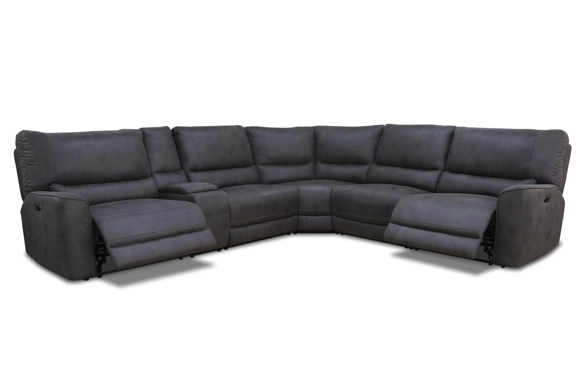 Levoluxe Sectional Atlas Corner Sectional Sofa with Console and Power Recliners in Kori Piompo Fabric