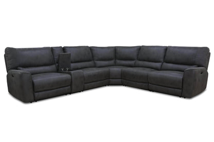 Levoluxe Sectional Atlas Corner Sectional Sofa with Console and Power Recliners in Kori Piompo Fabric