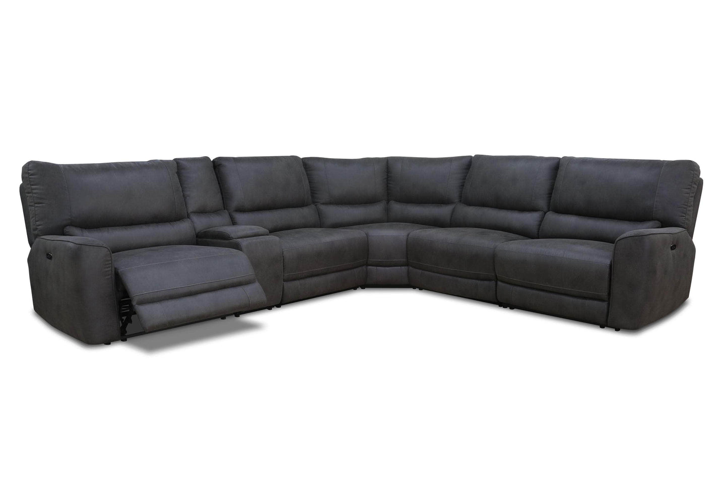 Levoluxe Sectional Atlas Corner Sectional Sofa with Console and Power Recliners in Kori Piompo Fabric