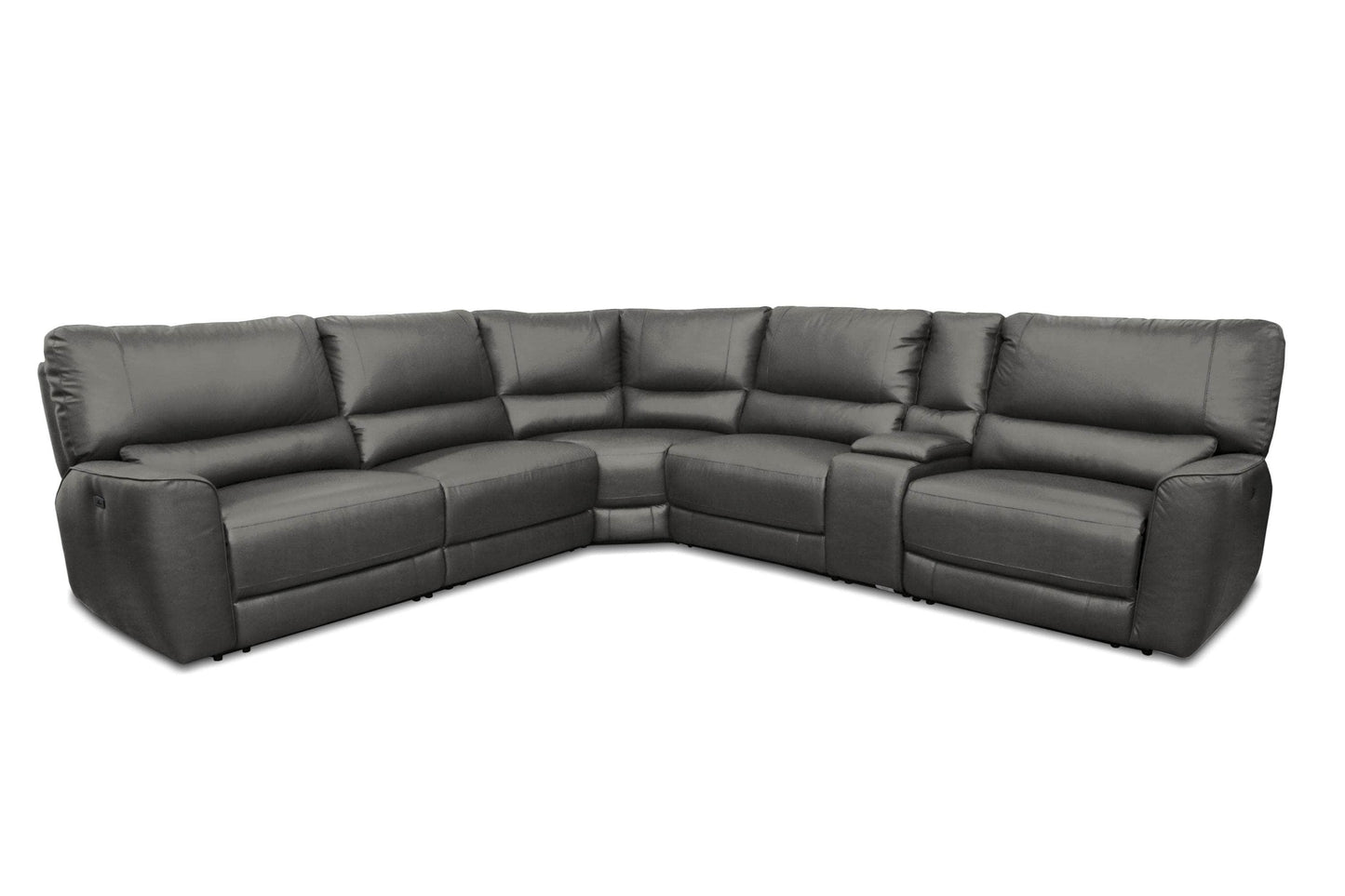 Levoluxe Sectional Atlas Corner Sectional Sofa with Console and Power Recliners in Ryder Grey Leather Match