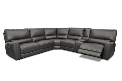 Levoluxe Sectional Atlas Corner Sectional Sofa with Console and Power Recliners in Ryder Grey Leather Match