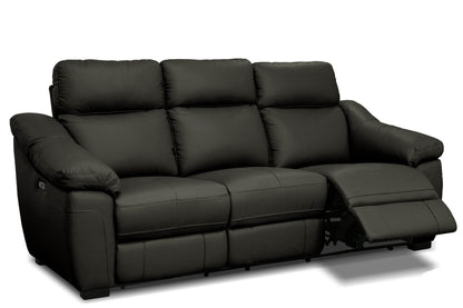 Levoluxe Sofa Maverick 86.2" Power Reclining Sofa with Power Headrest in Dark Chocolate Leather Match