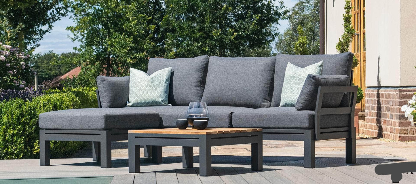 Cieux Sectional Bordeaux Outdoor Patio Aluminum Metal Reversible Sectional with Adjustable Seat in Grey