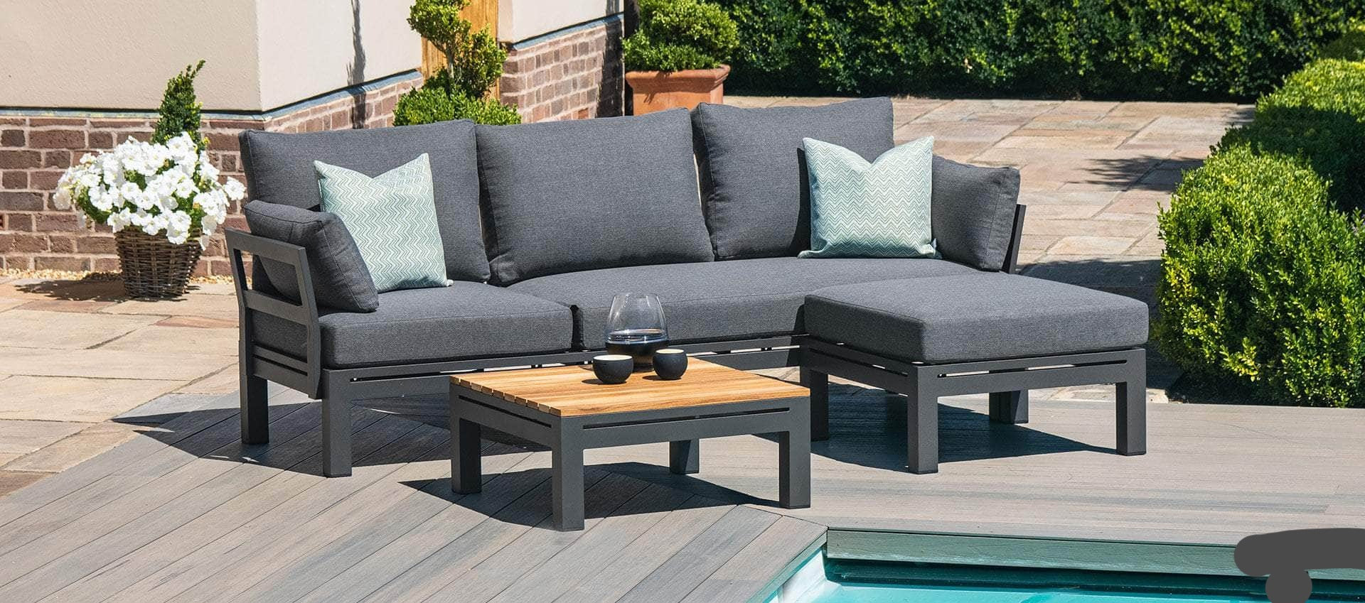 Cieux Sectional Bordeaux Outdoor Patio Aluminum Metal Reversible Sectional with Adjustable Seat in Grey