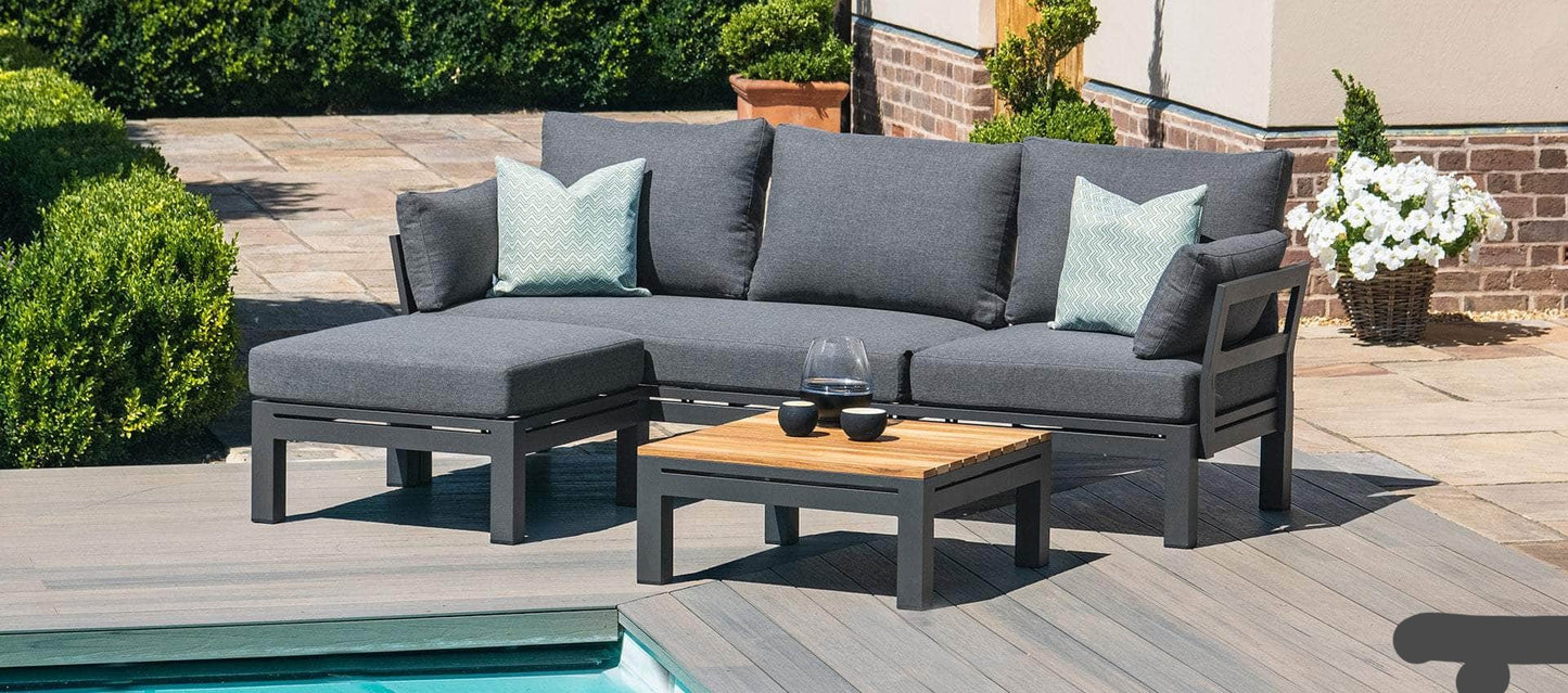 Cieux Sectional Bordeaux Outdoor Patio Aluminum Metal Reversible Sectional with Adjustable Seat in Grey