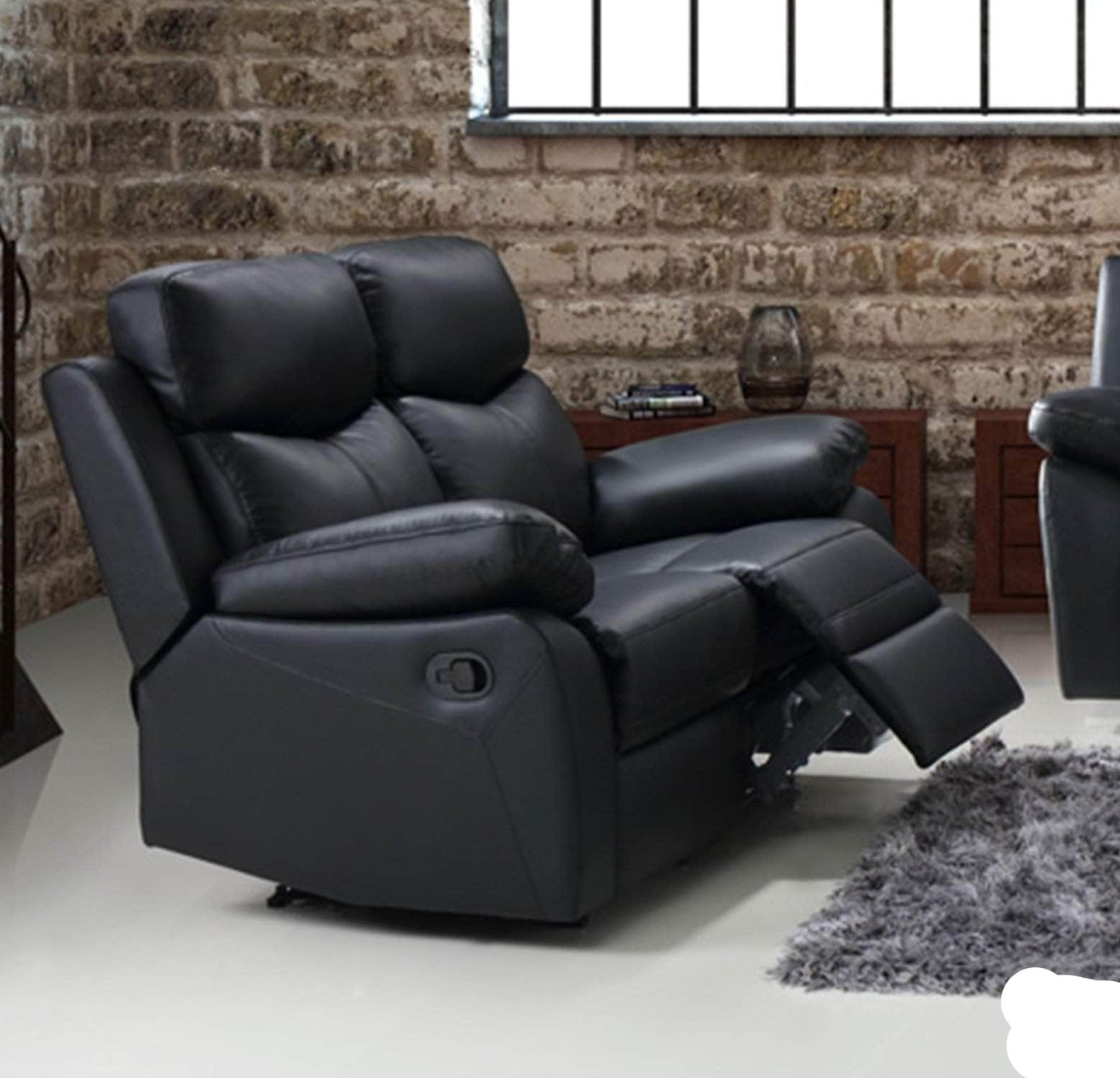 Levoluxe Black Aveon 62" Pillow Top Arm Reclining Loveseat in Leather Match - Available in 2 Colours