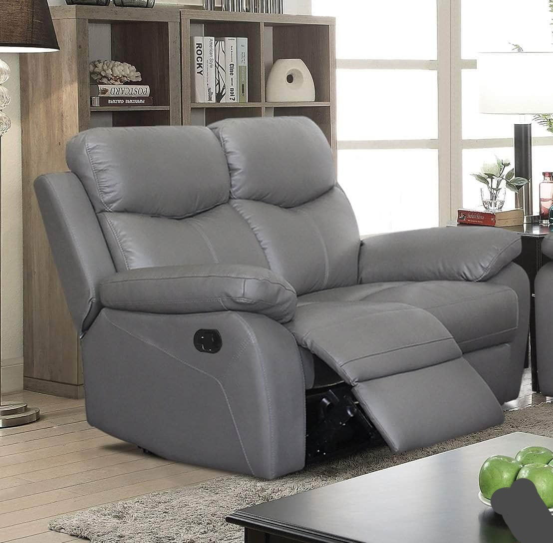 Levoluxe Grey Aveon 62" Pillow Top Arm Reclining Loveseat in Leather Match - Available in 2 Colours