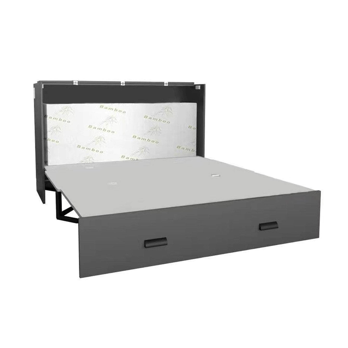 Review Hyde Light Grey and Dark Grey Murphy Cabinet Bed with Gel Memory Foam Mattress - Available in 4 Sizes