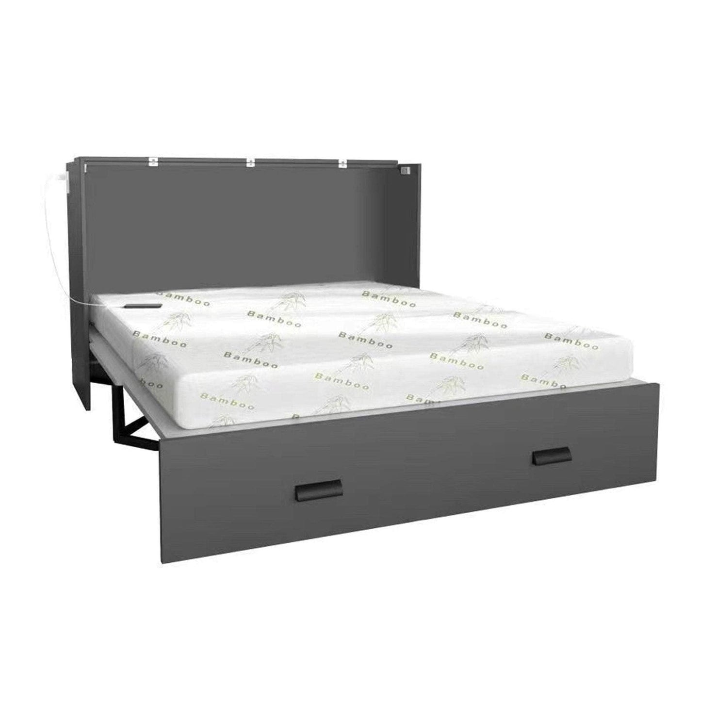 Review Hyde Light Grey and Dark Grey Murphy Cabinet Bed with Gel Memory Foam Mattress - Available in 4 Sizes