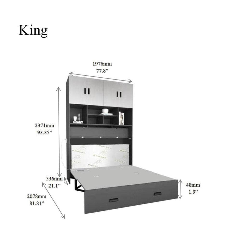 Review Hyde Light Grey and Dark Grey Murphy Cabinet Bed with Gel Memory Foam Mattress - Available in 4 Sizes