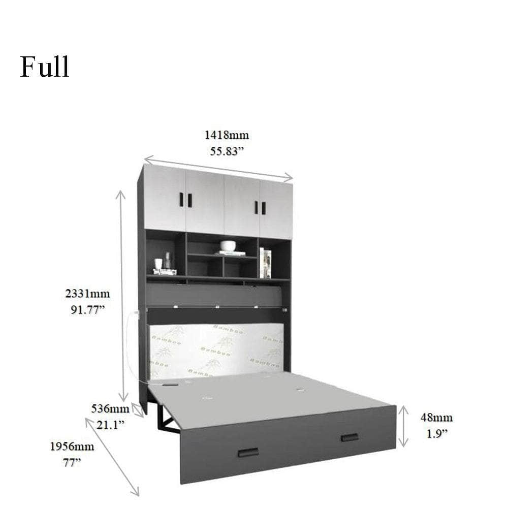 Review Hyde Light Grey and Dark Grey Murphy Cabinet Bed with Gel Memory Foam Mattress - Available in 4 Sizes