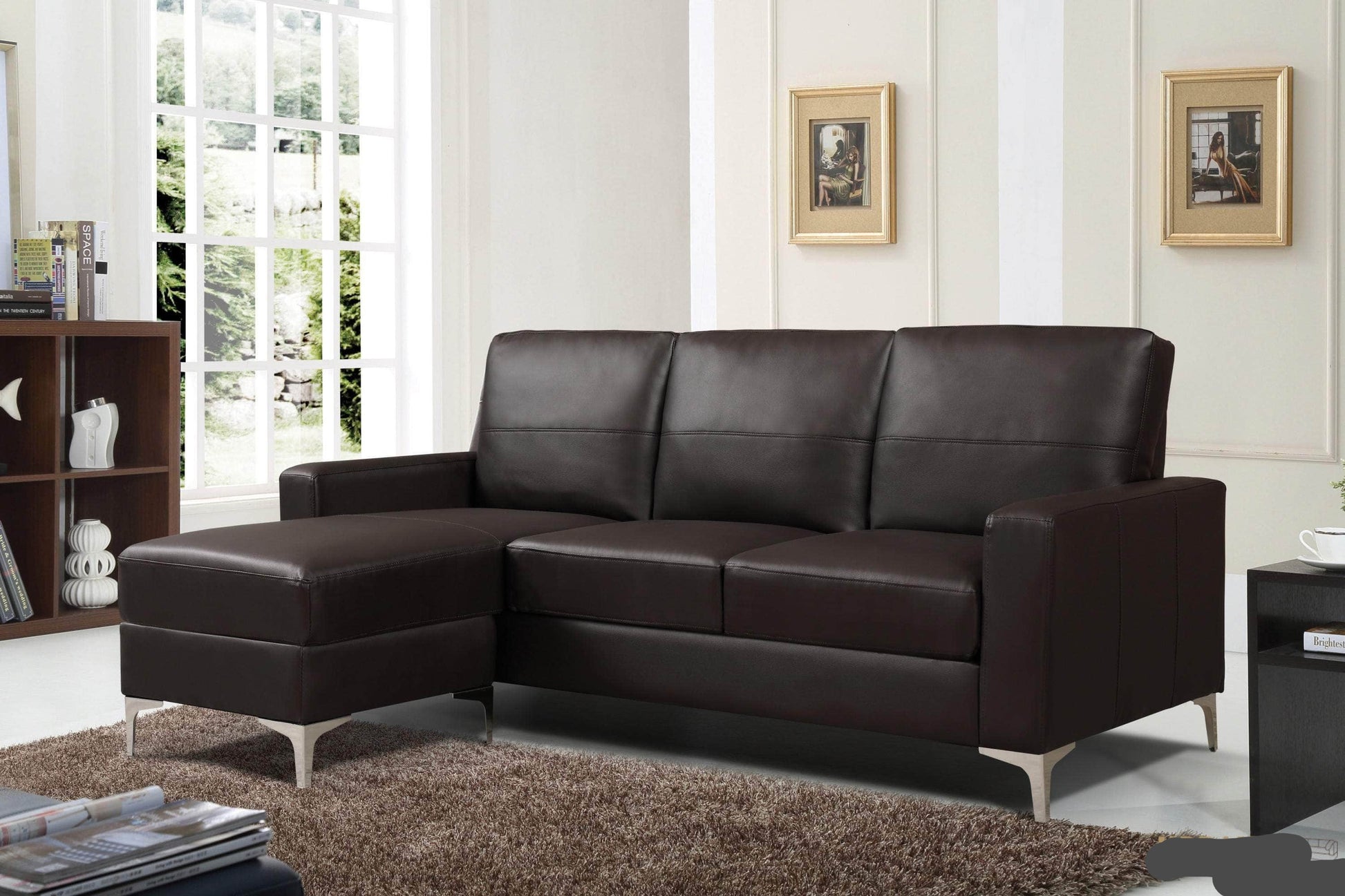 Review Sectional Del Mar 78.74" Wide Faux Leather Sectional Sofa with Reversible Chaise - Available in 2 Colours