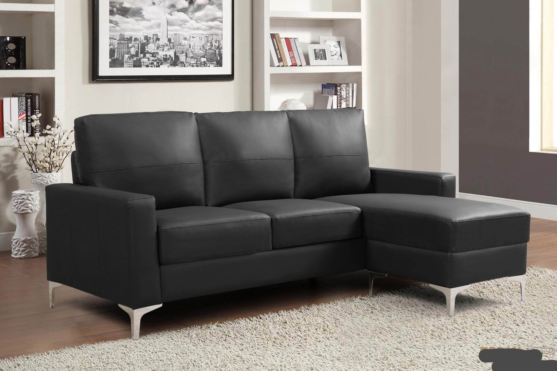 Review Sectional Del Mar 78.74" Wide Faux Leather Sectional Sofa with Reversible Chaise - Available in 2 Colours