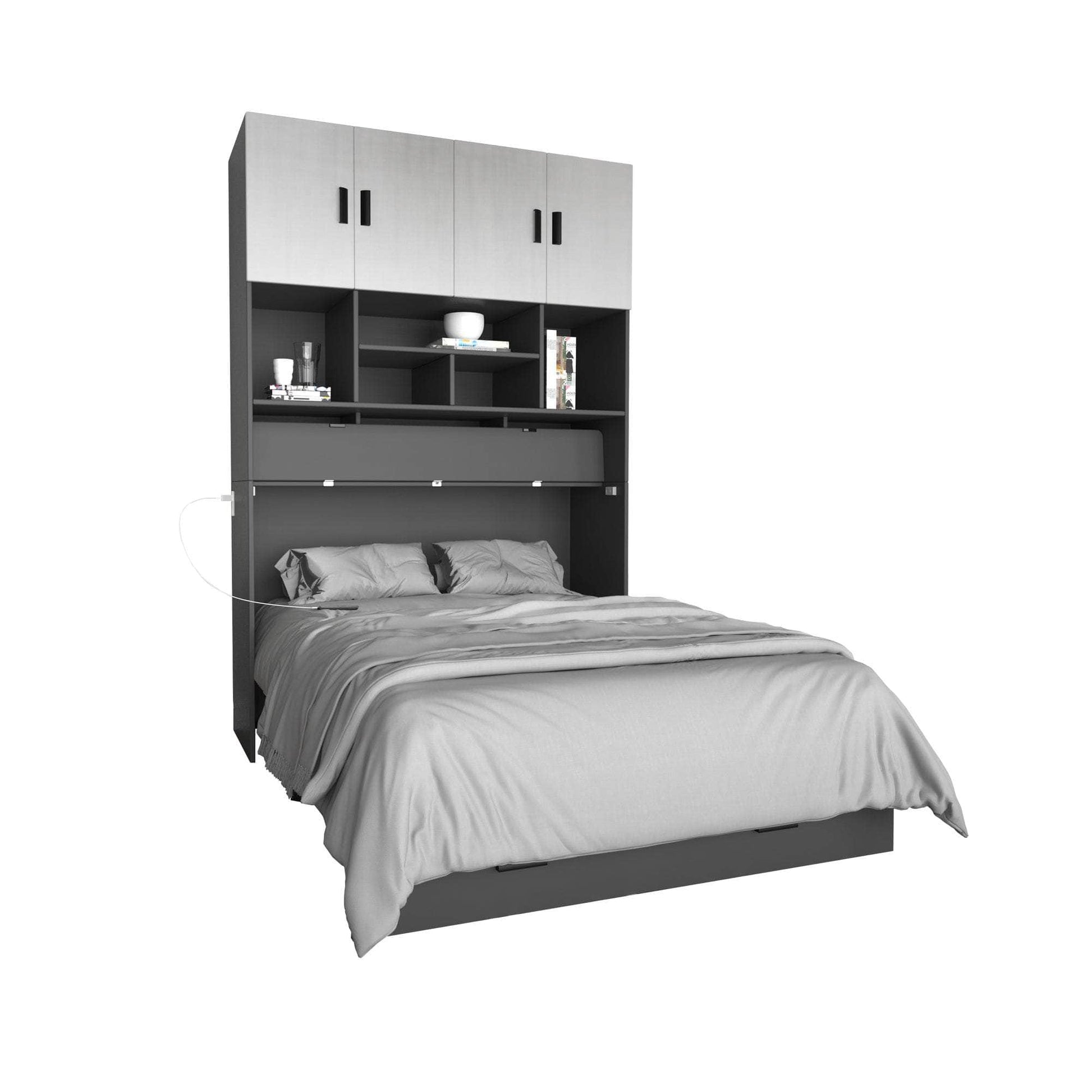 Review Twin / Yes Hyde Light Grey and Dark Grey Murphy Cabinet Bed with Gel Memory Foam Mattress - Available in 4 Sizes