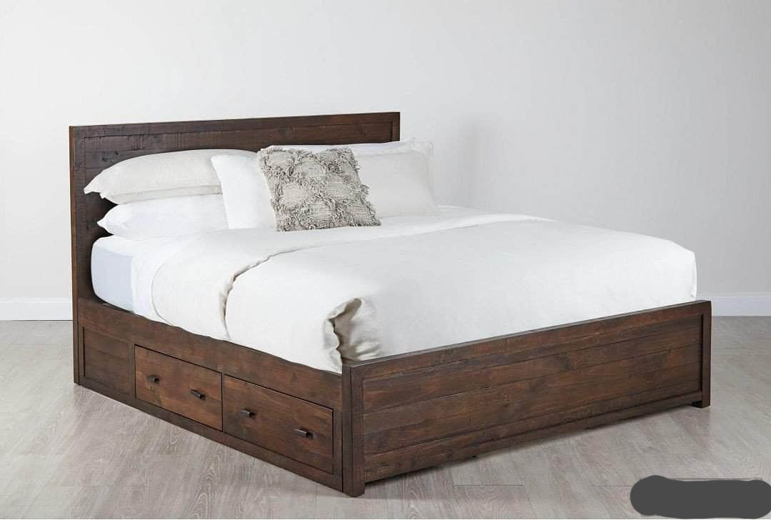 Rustic Classics Whistler Reclaimed Wood Platform Bed with 4 Storage Drawers in Brown – Available in 2 Sizes