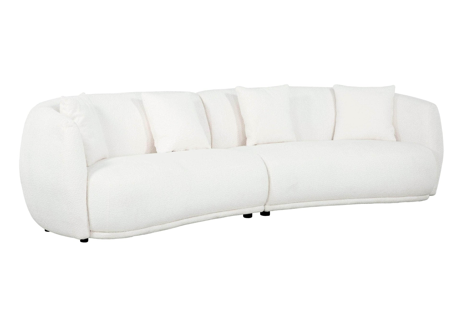 True Contemporary Archibald Curved Kidney Shaped Sectional Sofa in Wolly Ivory