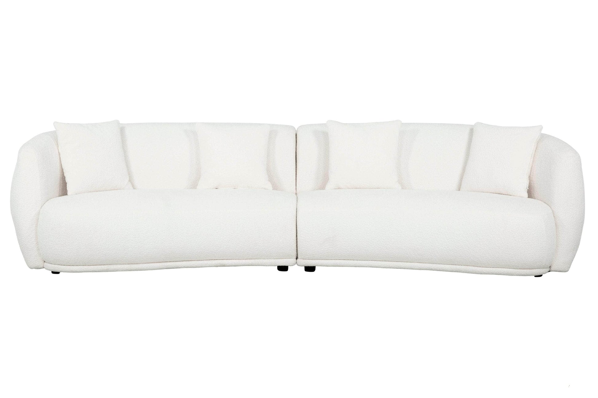 True Contemporary Archibald Curved Kidney Shaped Sectional Sofa in Wolly Ivory