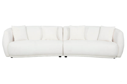 True Contemporary Archibald Curved Kidney Shaped Sectional Sofa in Wolly Ivory