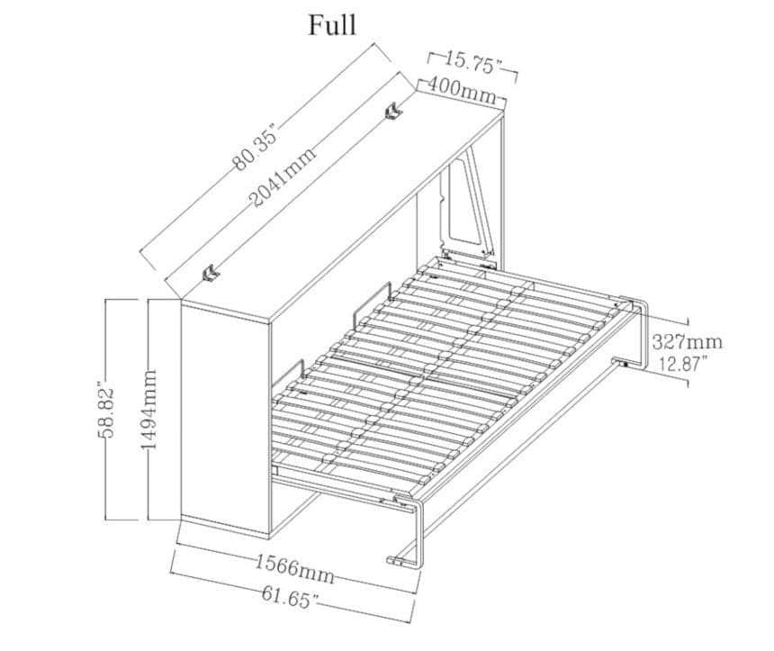 True Contemporary Heidi Brown Horizontal Murphy Wall Pull Down Bed - Available in 3 Sizes