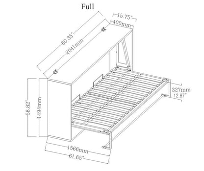 True Contemporary Heidi Brown Horizontal Murphy Wall Pull Down Bed - Available in 3 Sizes