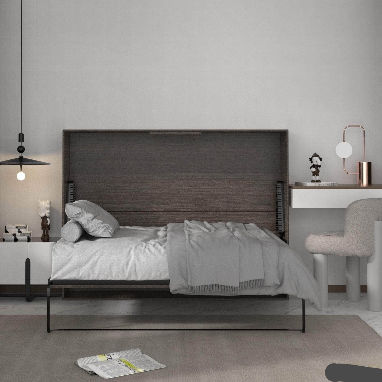 True Contemporary Heidi Brown Horizontal Murphy Wall Pull Down Bed - Available in 3 Sizes