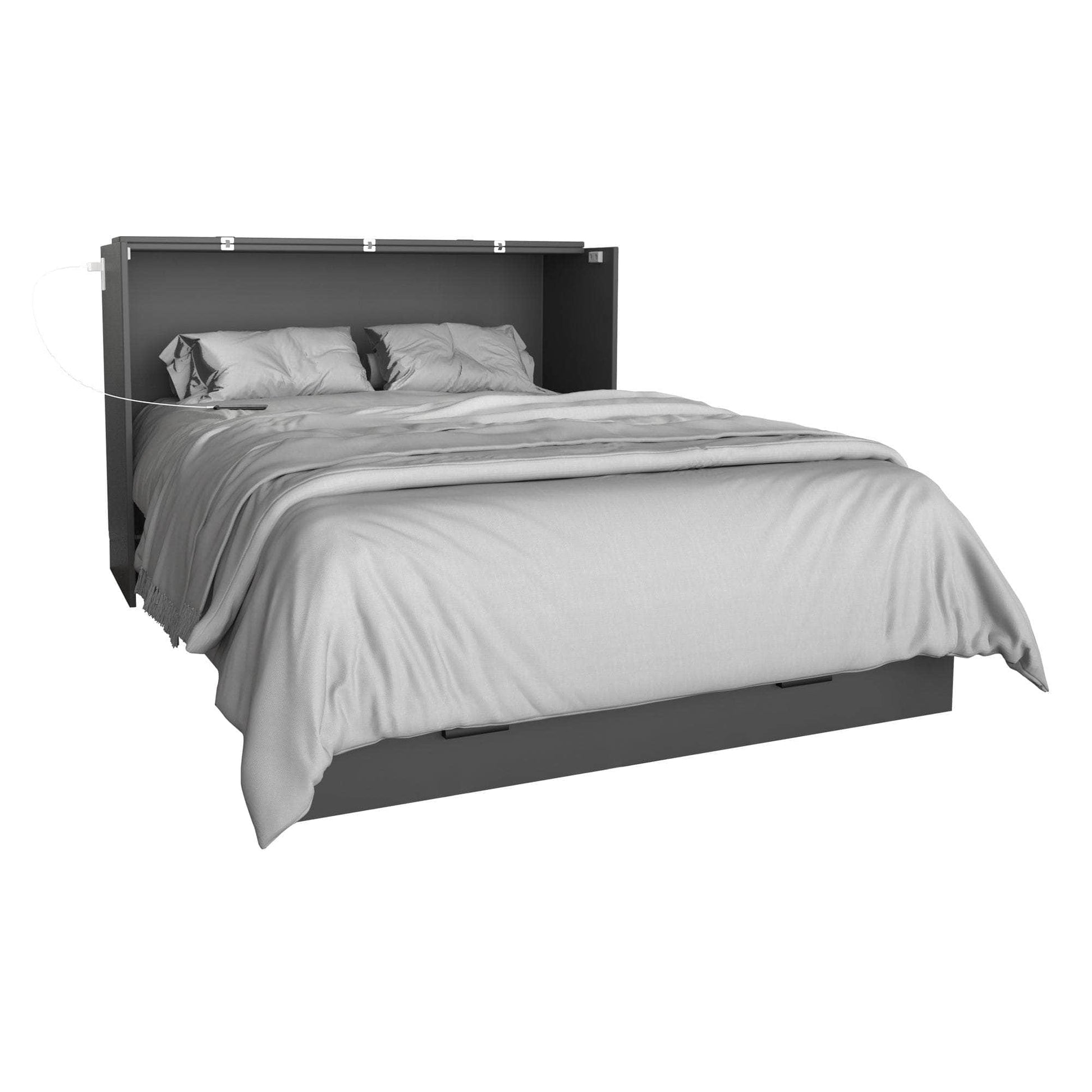 True Contemporary Hyde Light Grey and Dark Grey Murphy Cabinet Bed with Gel Memory Foam Mattress - Available in 4 Sizes