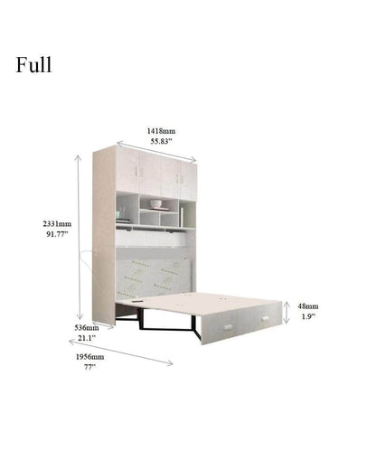 True Contemporary Hyde White Murphy Cabinet Bed with Gel Memory Foam Mattress - Available in 4 Sizes