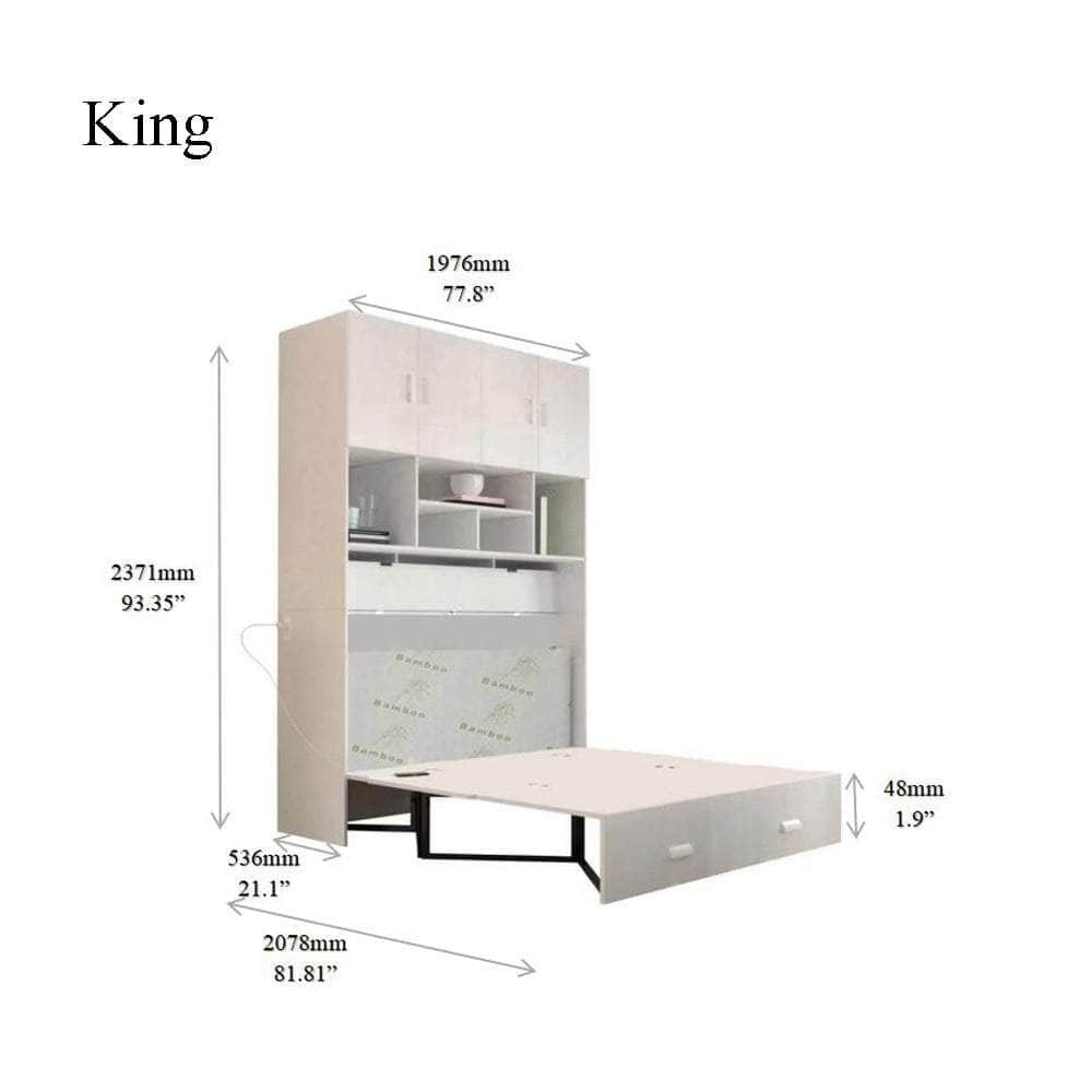 True Contemporary Hyde White Murphy Cabinet Bed with Gel Memory Foam Mattress - Available in 4 Sizes