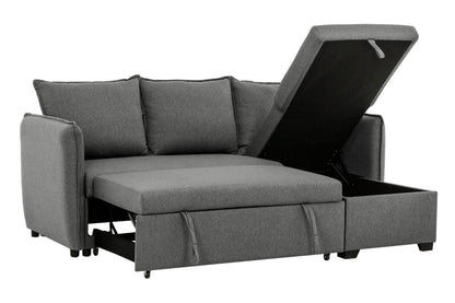 Urban Cali Laguna Sleeper Sectional Sofa Bed with Reversible Storage Chaise in Nela Ash