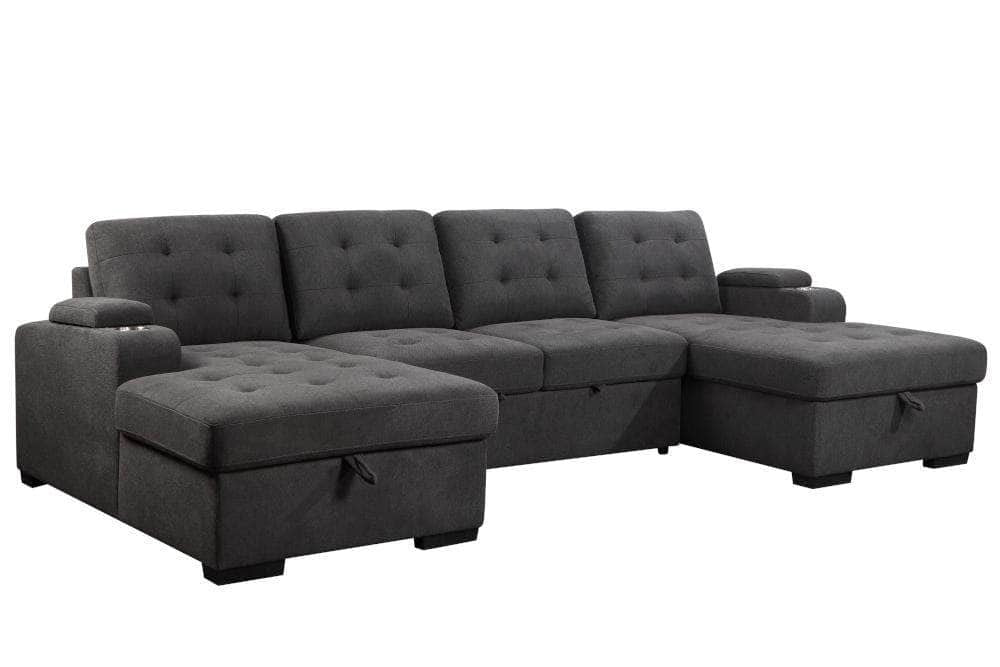 Urban Cali Lancaster U-Shaped Sleeper Sectional Sofa Bed with Storage Chaises