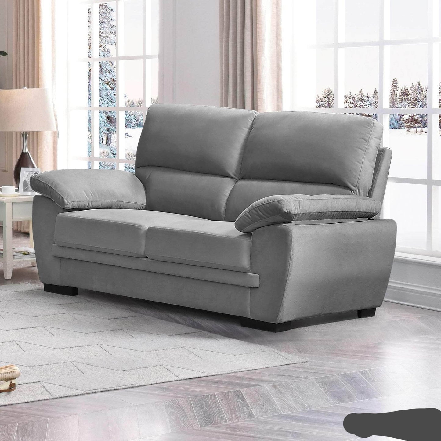 Urban Cali Monterey 64" Pillow Top Arm Loveseat in Cotton Fabric - Available in 2 Colours