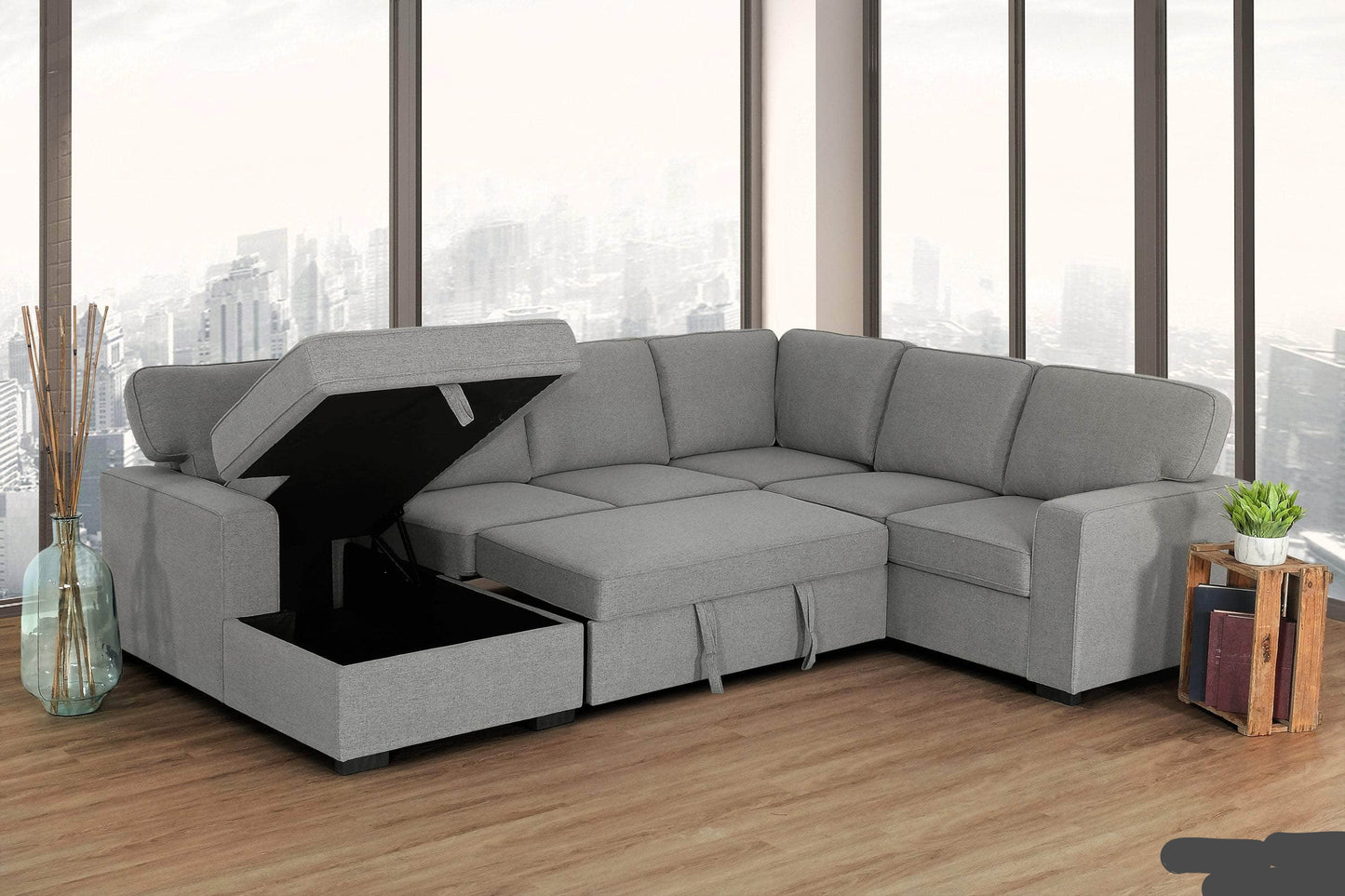 Urban Cali Sectional Sofa Left Facing Chaise Santa Cruz Large Sleeper Sectional Sofa Bed with Storage Chaise