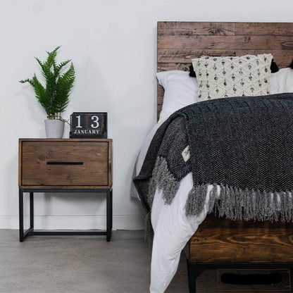 Rustic Classics Bed Blackcomb Reclaimed Wood and Metal Platform Bed in Coffee Bean - Available in 2 Sizes