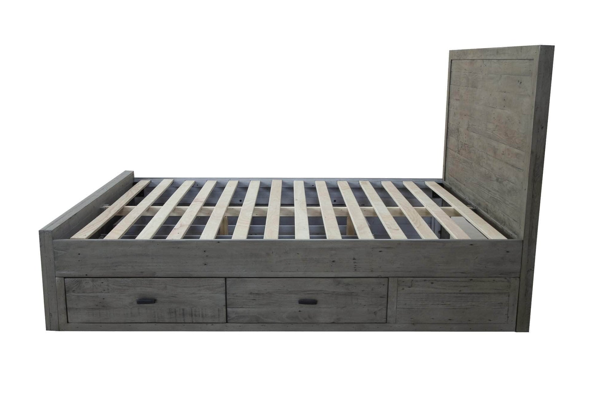 Rustic Classics Bed Whistler Reclaimed Wood Platform Bed with 4 Storage Drawers in Grey - Available in 2 Sizes