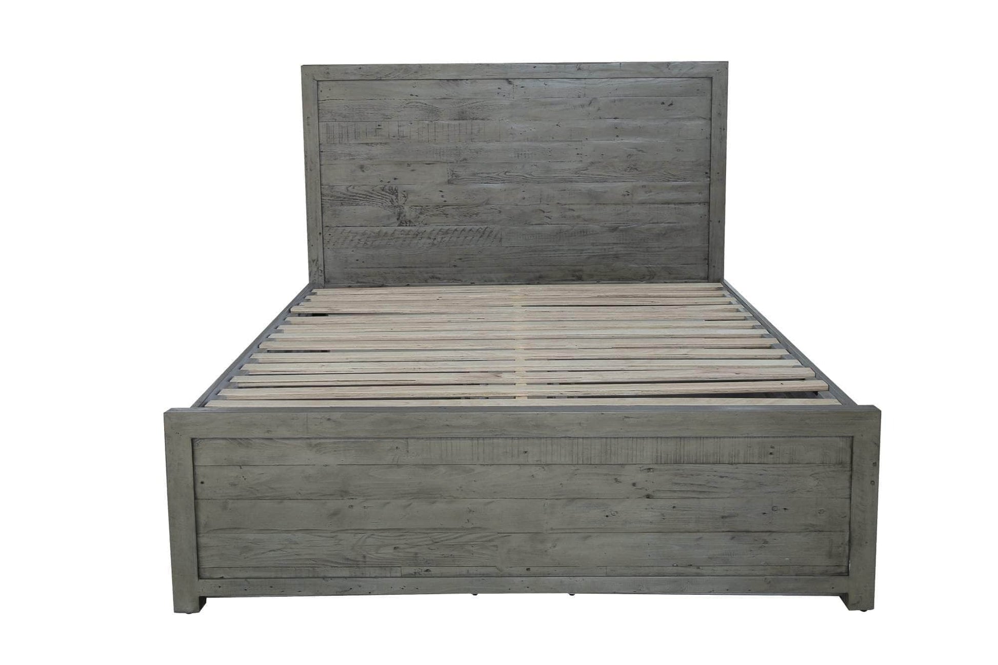 Rustic Classics Bed Whistler Reclaimed Wood Platform Bed with 4 Storage Drawers in Grey - Available in 2 Sizes