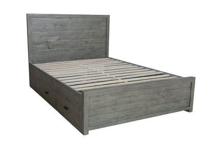 Rustic Classics Bed Whistler Reclaimed Wood Platform Bed with 4 Storage Drawers in Grey - Available in 2 Sizes