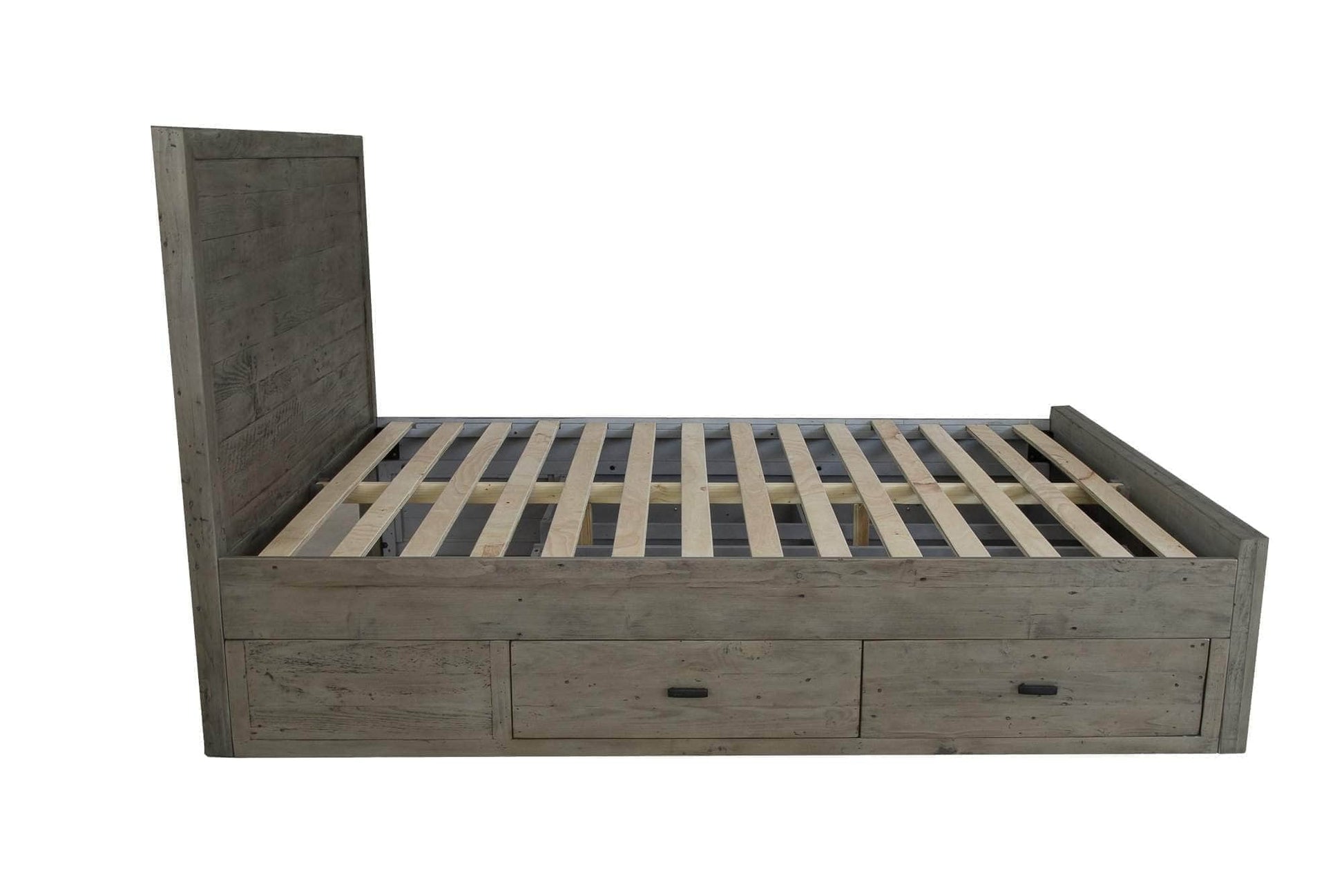 Rustic Classics Bed Whistler Reclaimed Wood Platform Bed with 4 Storage Drawers in Grey - Available in 2 Sizes