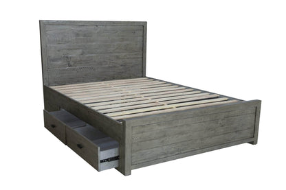 Rustic Classics Bed Whistler Reclaimed Wood Platform Bed with 4 Storage Drawers in Grey - Available in 2 Sizes