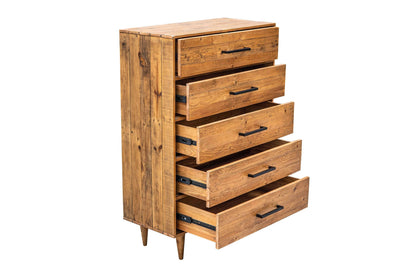 Rustic Classics Drawer Chest Cypress Reclaimed Wood 5 Drawer Chest in Spice