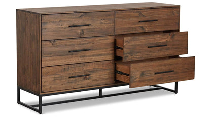 Rustic Classics Dresser Blackcomb Reclaimed Wood and Metal 6 Drawer Dresser in Coffee Bean