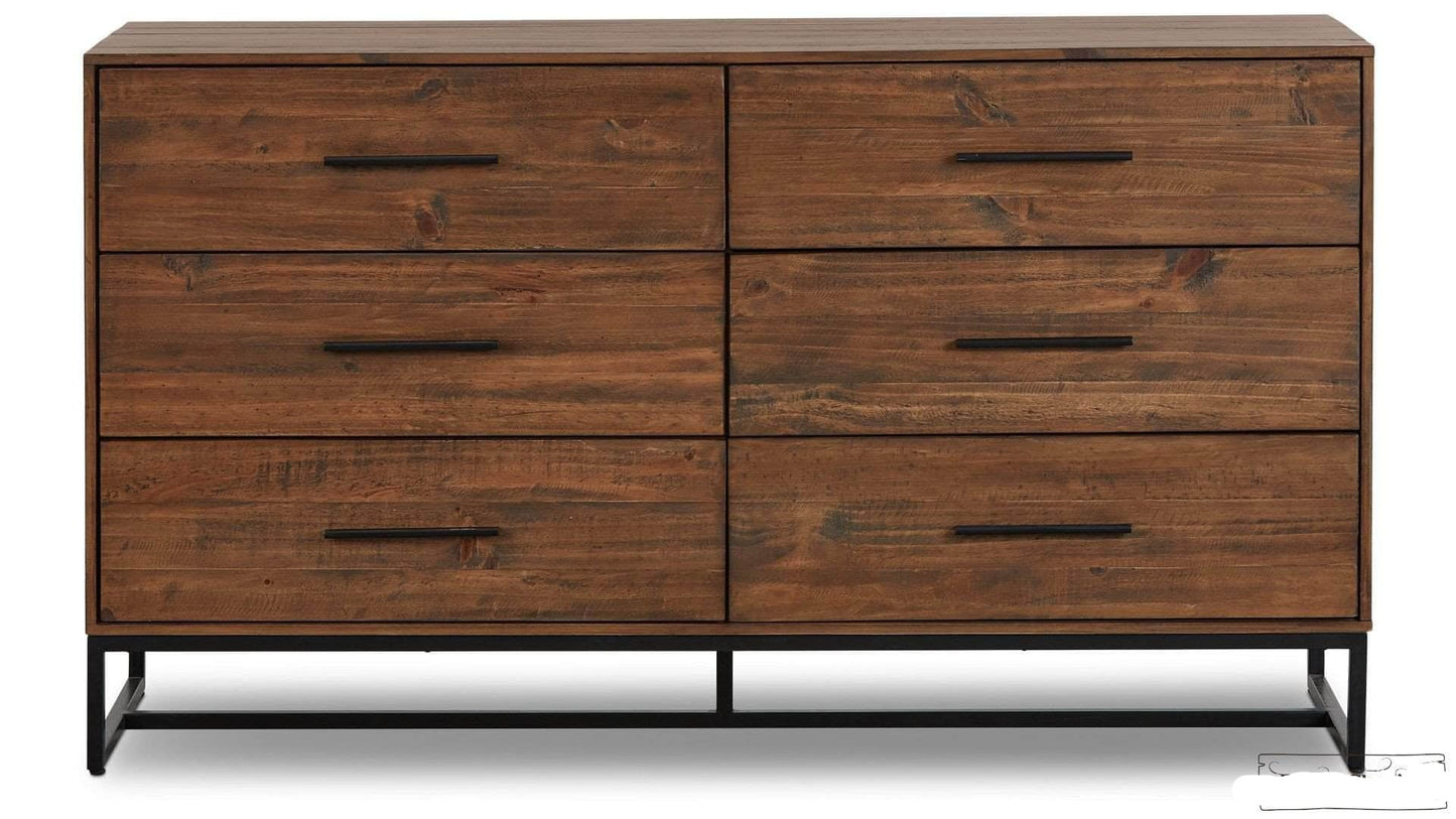 Rustic Classics Dresser Blackcomb Reclaimed Wood and Metal 6 Drawer Dresser in Coffee Bean