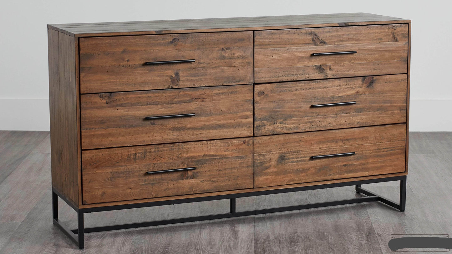 Rustic Classics Dresser Blackcomb Reclaimed Wood and Metal 6 Drawer Dresser in Coffee Bean