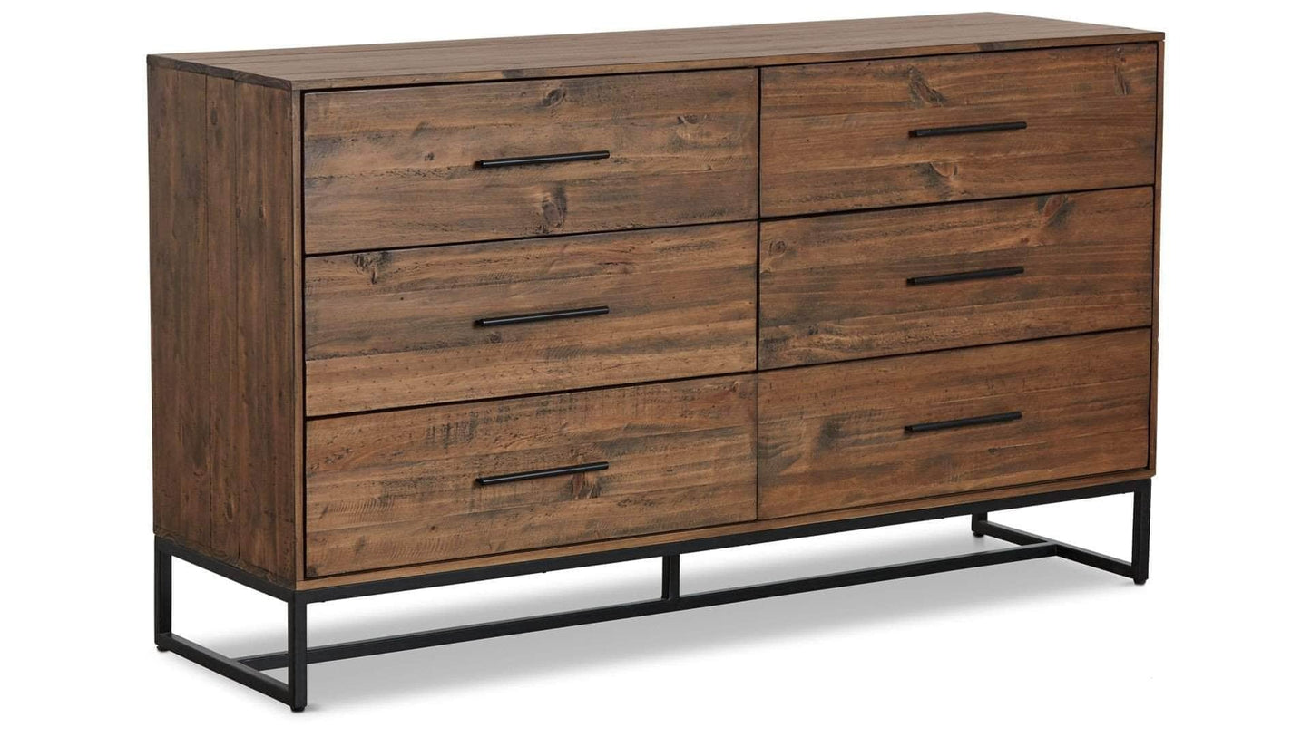 Rustic Classics Dresser Blackcomb Reclaimed Wood and Metal 6 Drawer Dresser in Coffee Bean